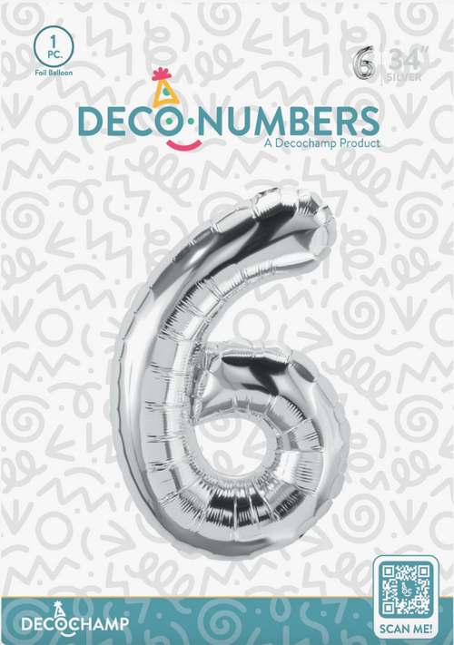 Deco Number 6 Silver 34in