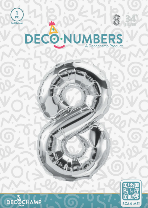 Deco Number 8 Silver 34in
