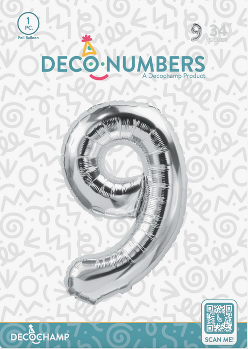 Deco Number 9 Silver 34in