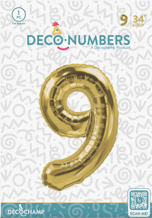 Deco Number 9 Gold 34in