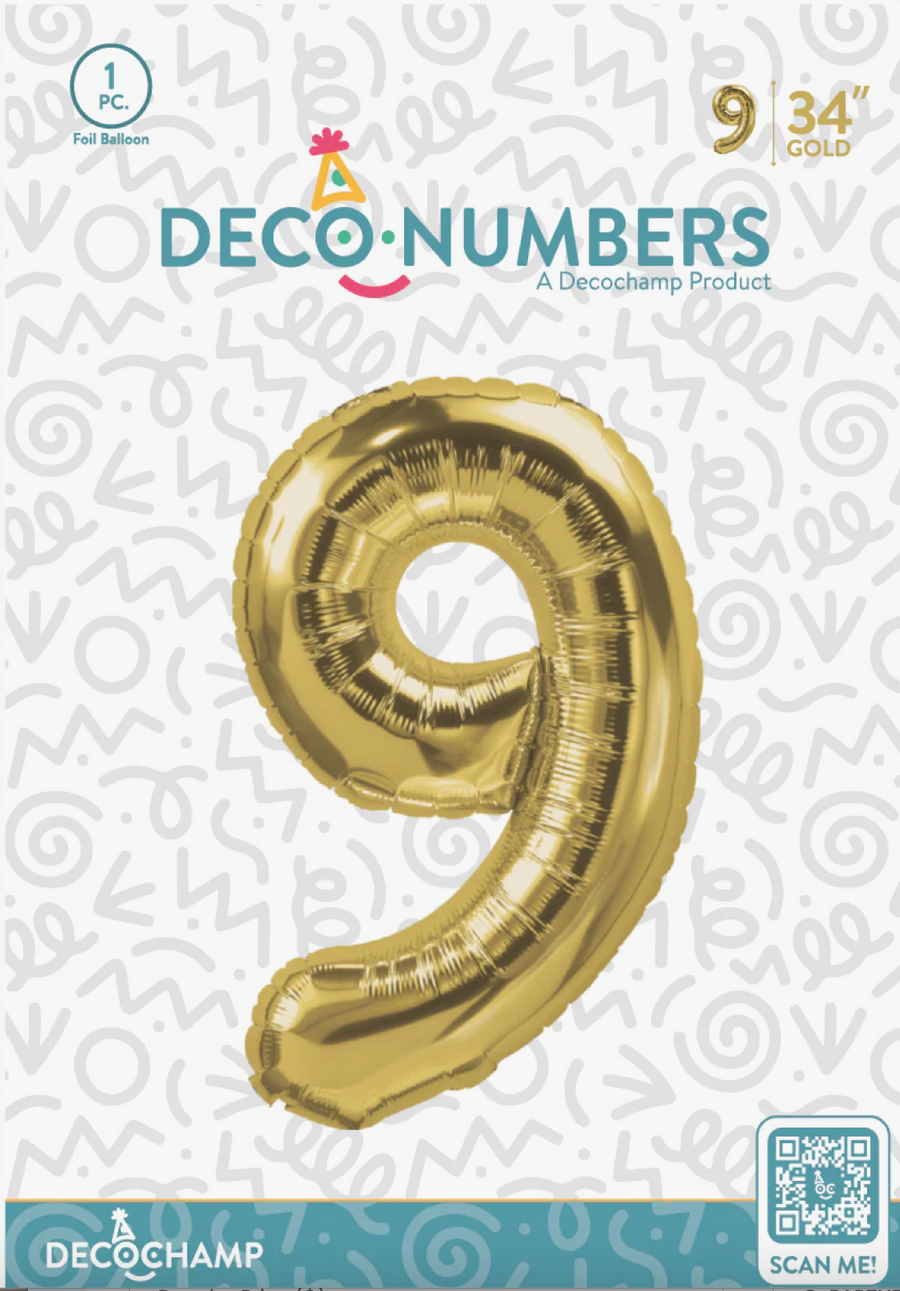Deco Number 9 Gold 34in