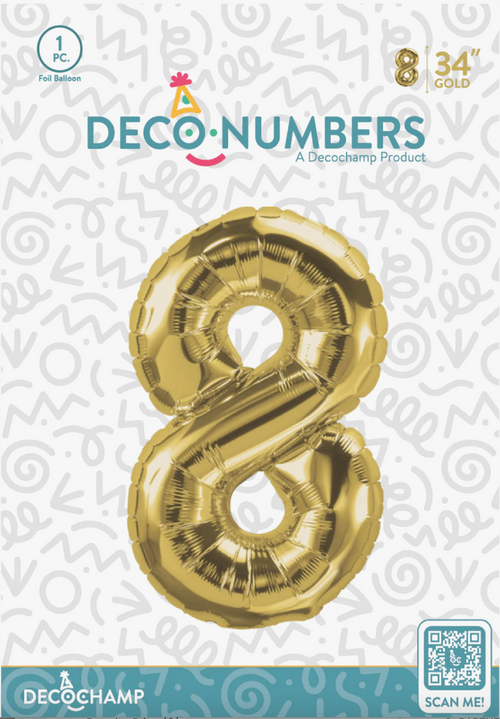 Deco Number 8 Gold 34in