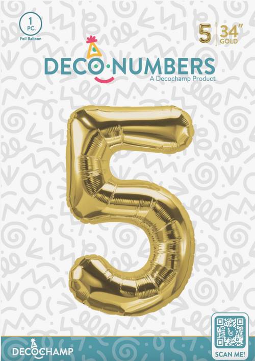 Deco Number 5 Gold 34in