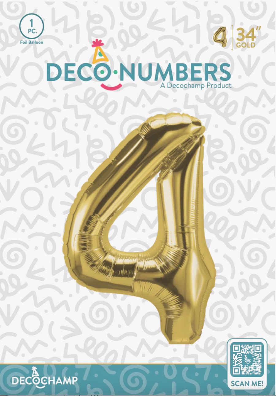 Deco Number 4 Gold 34in