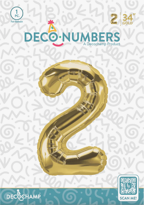 Deco Number 2 Gold 34in