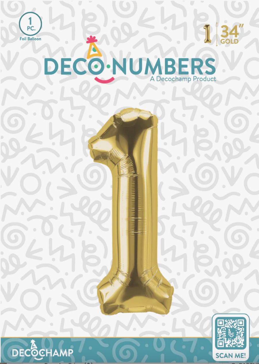 Deco Number 1 Gold 34in