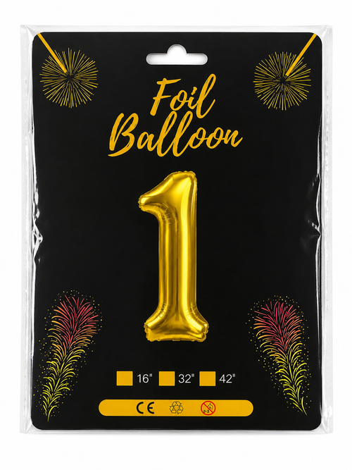 Foil Balloon Number 1 Gold 32in