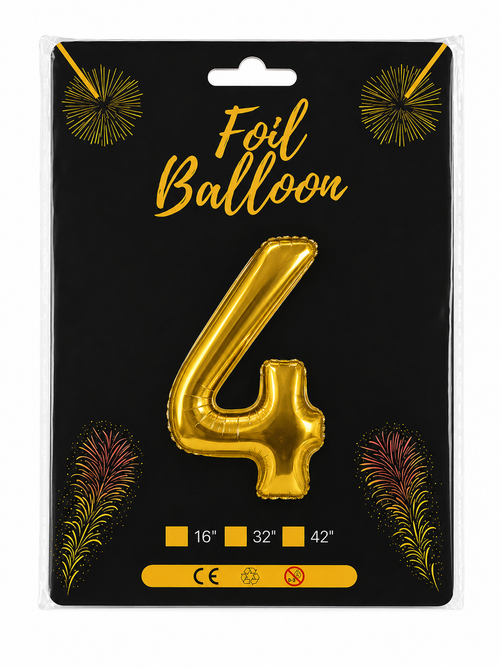 Foil Balloon Number 4 Gold 32in