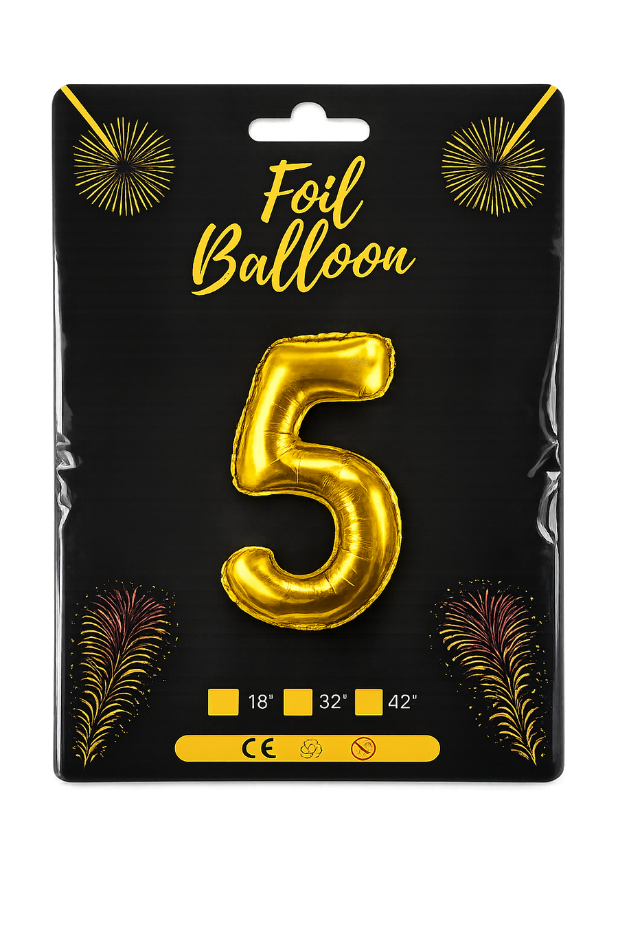 Foil Balloon Number 5 Gold 32in