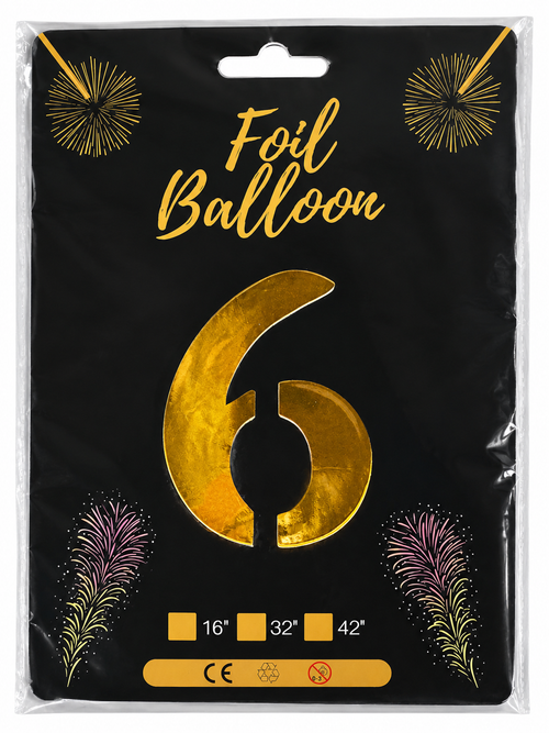 Foil Balloon Number 6 Gold 32in