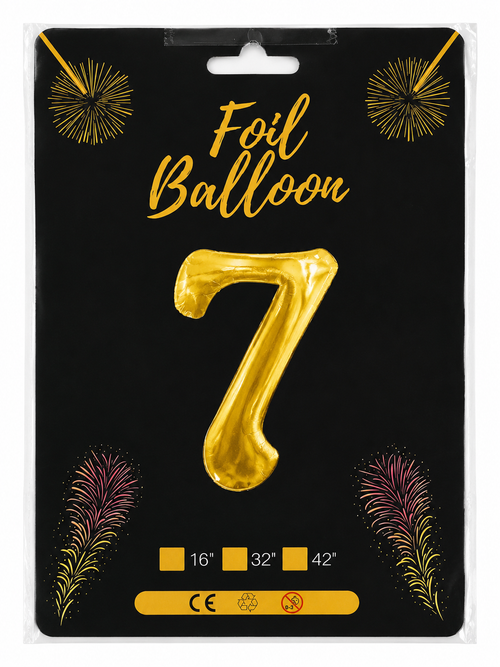 Foil Balloon Number 7 Gold 32in