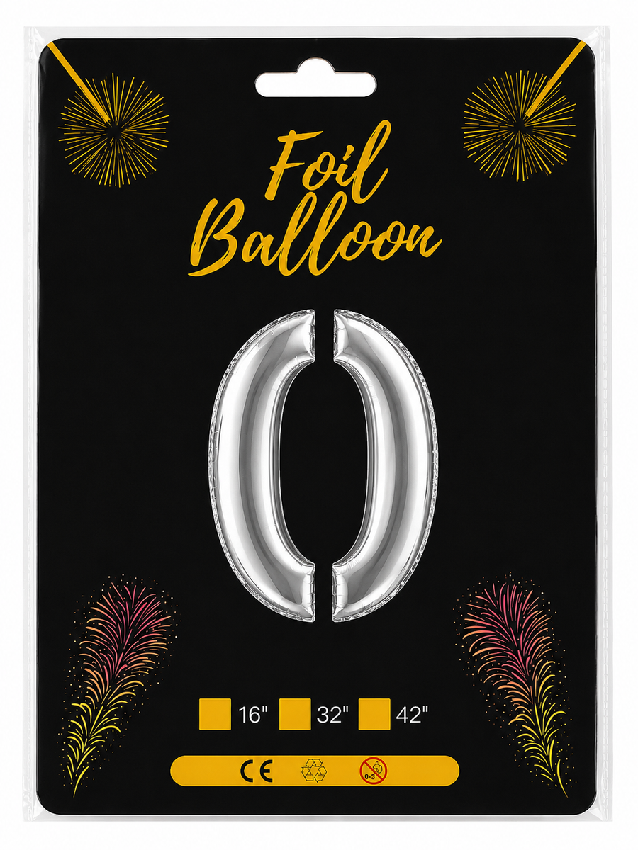 Foil Balloon Number 0 Silver 32in
