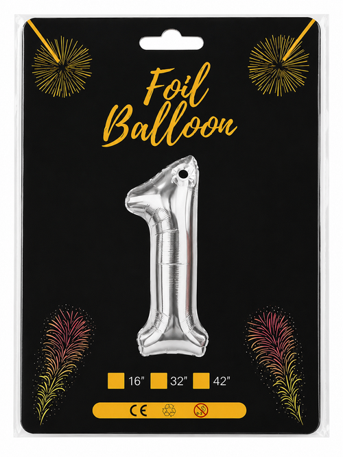 Foil Balloon Number 1 Silver 32in