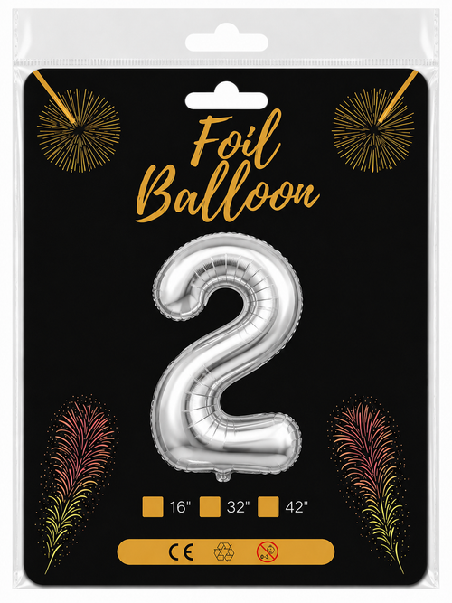 Foil Balloon Number 2 Silver 32in