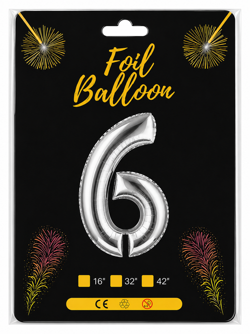 Foil Balloon Number 6 Silver 32in
