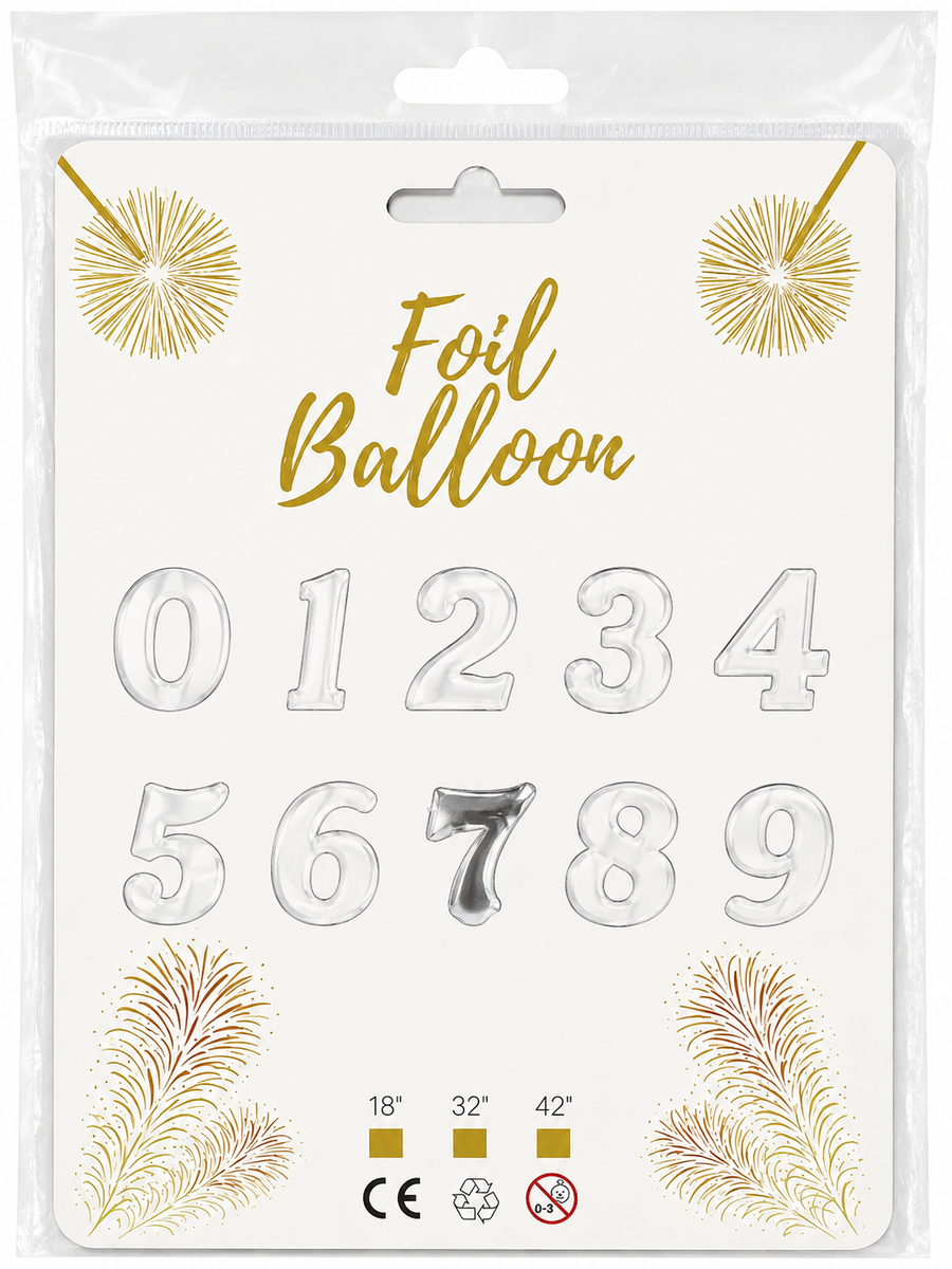 Foil Balloon Number 7 Silver 32in