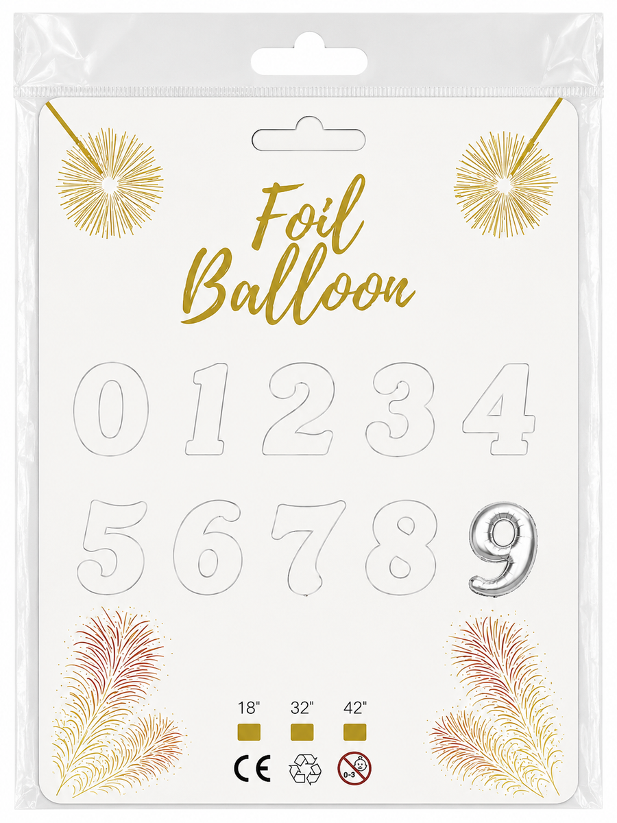 Foil Balloon Number 9 Silver 32in