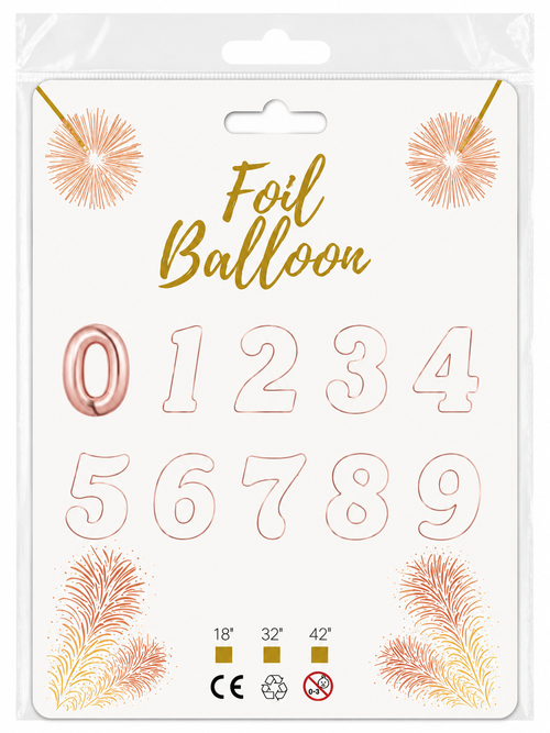 Foil Balloon Number 0 Rose Gold 32in