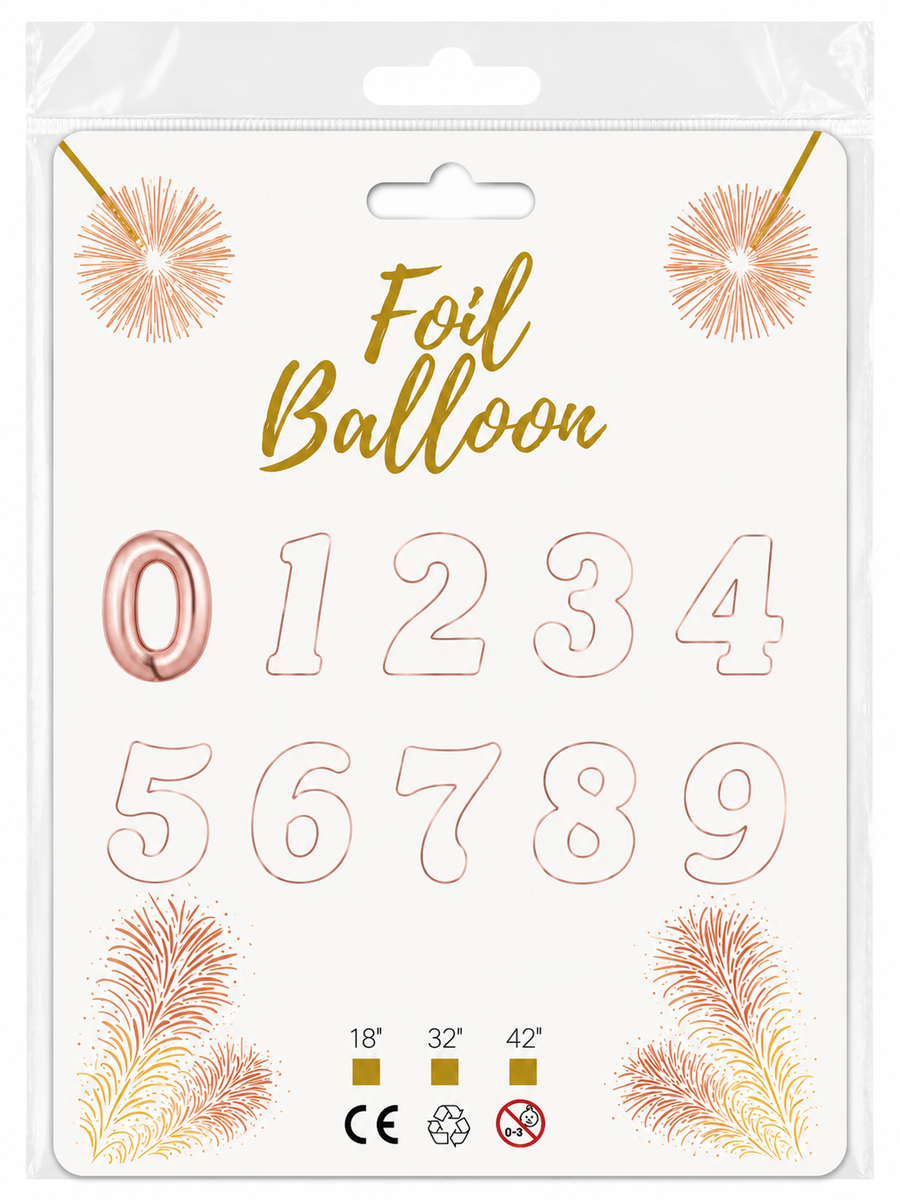 Foil Balloon Number 0 Rose Gold 32in