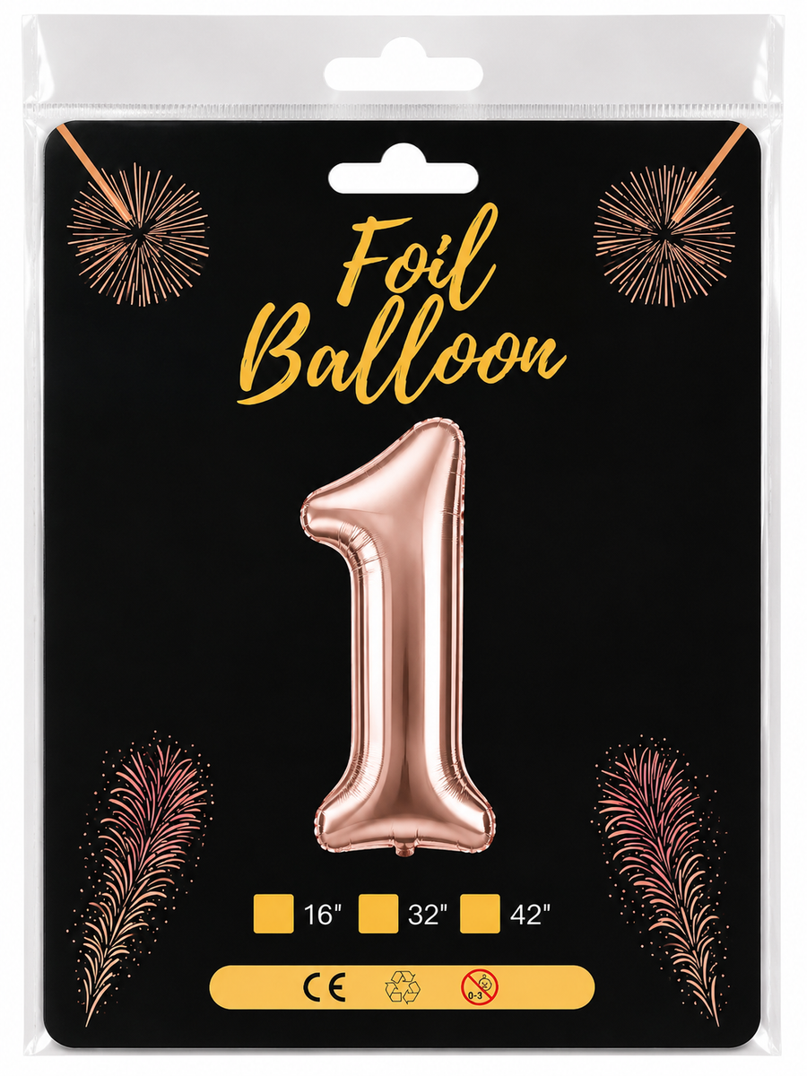 Foil Balloon Number 1 Rose Gold 32in