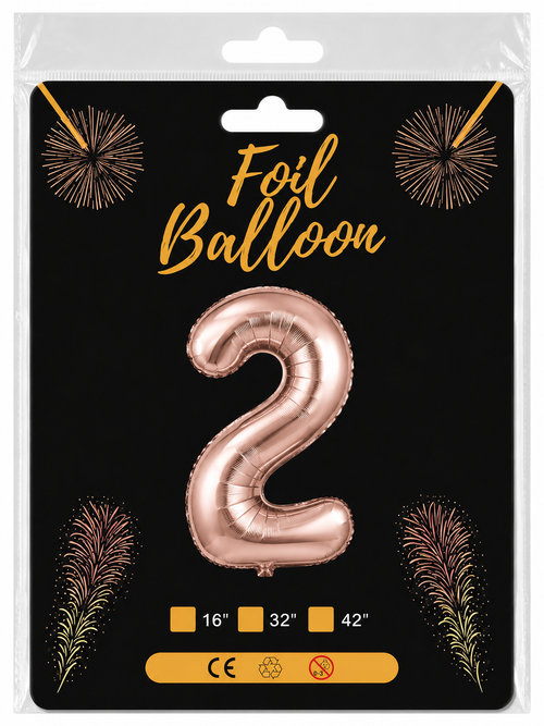 Foil Balloon Number 2 Rose Gold 32in