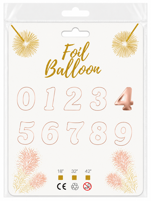 Foil Balloon Number 4 Rose Gold 32in