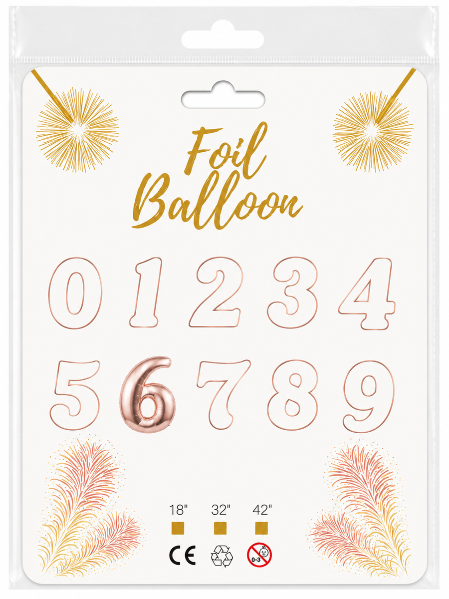 Foil Balloon Number 6 Rose Gold 32in
