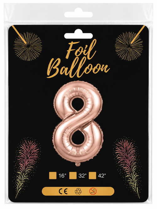 Foil Balloon Number 8 Rose Gold 32in