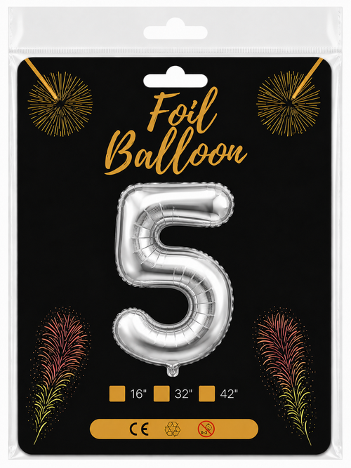 Foil Balloon Number 5 Silver 32in