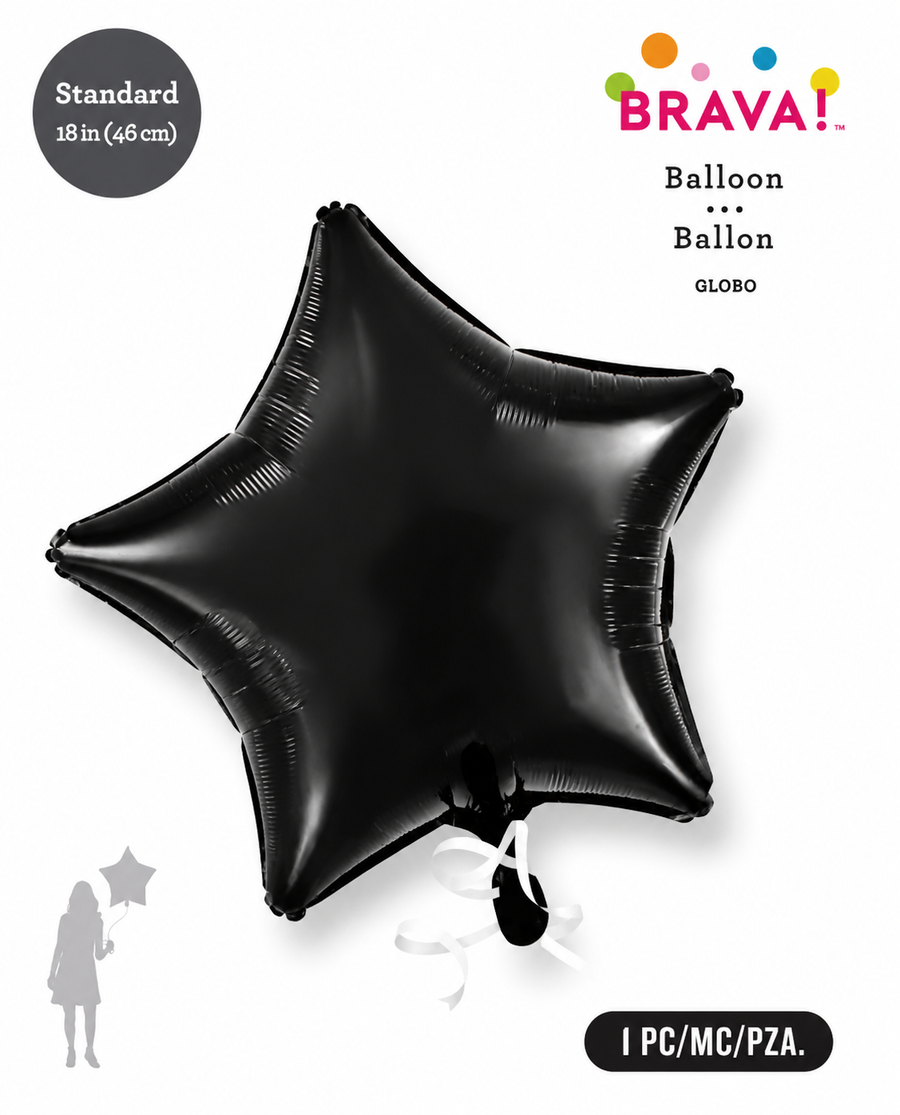 Foil Balloon Star Black 18in