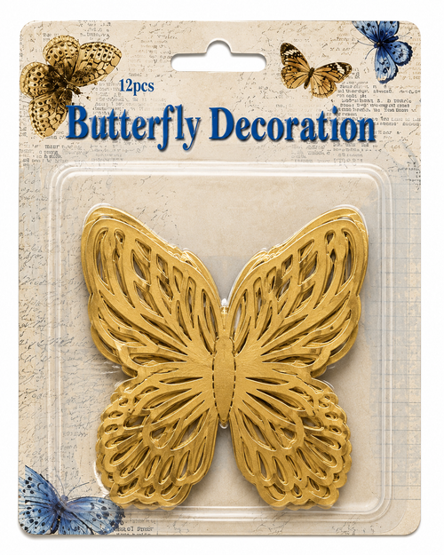 Gold Butterfly Decoration - 12 pieces