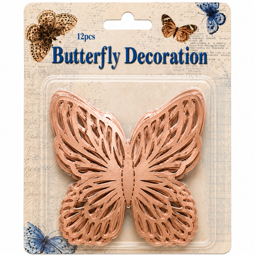 Rose Gold Butterfly Decoration - 12 pieces