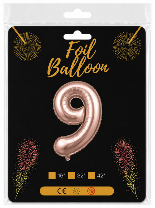 Foil Balloon Number 9 Rose Gold 32in