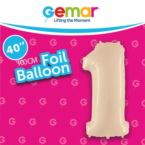 Foil Balloon Number 1 Satin Cream 171013 40in