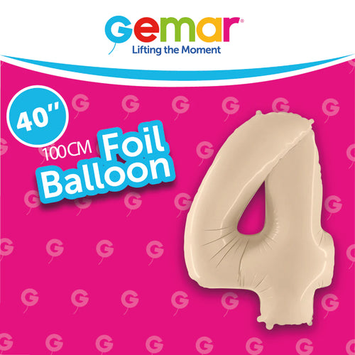 Foil Balloon Number 4 Satin Cream 171044 40in