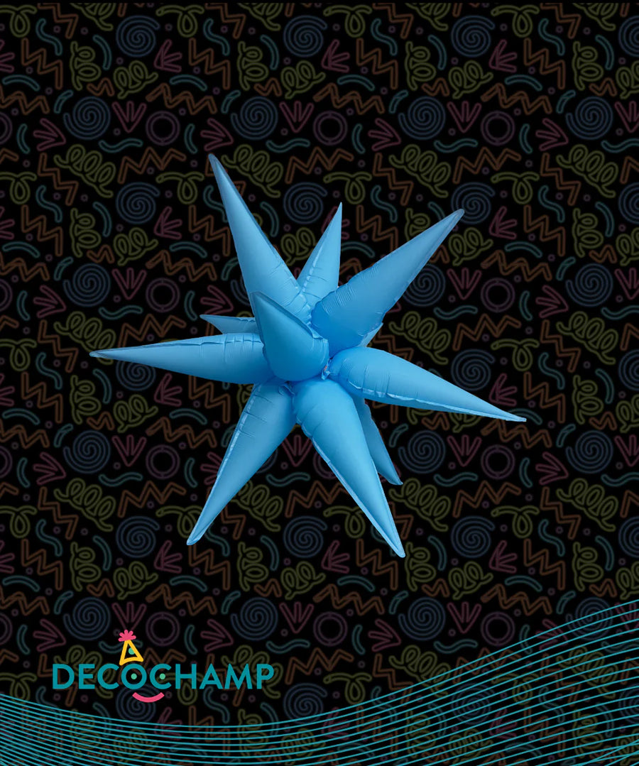 Deco Starburst Neon Blue 26in