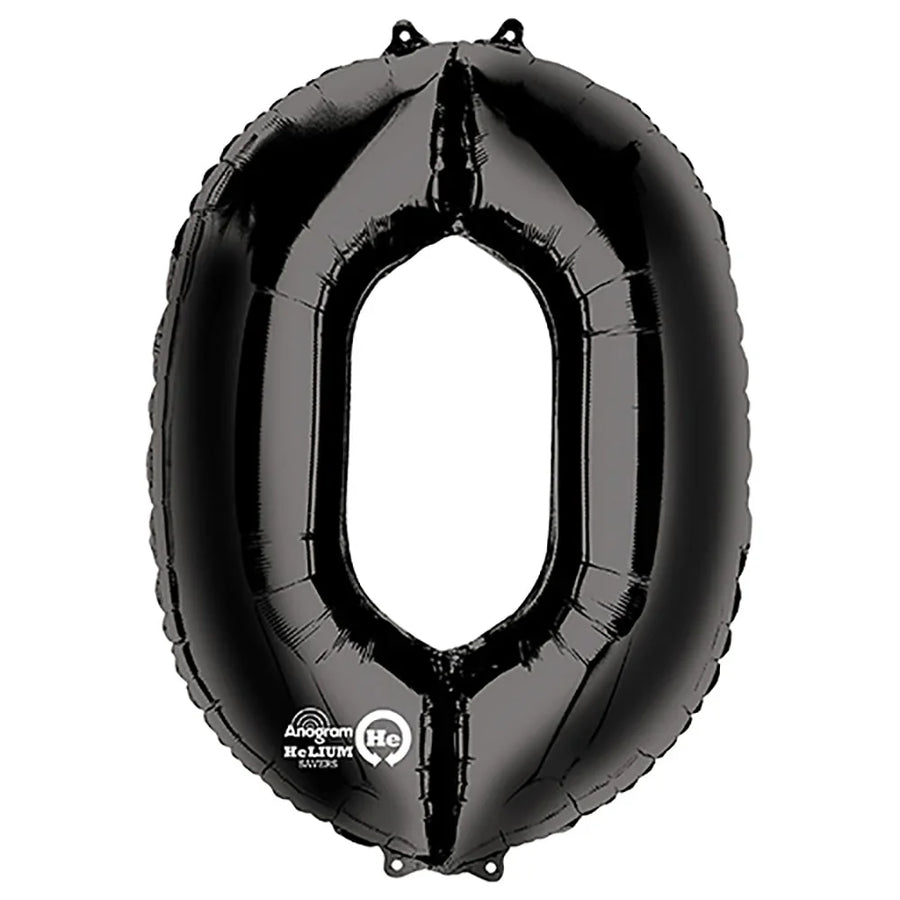 Foil Balloon Number 0 Black 34in