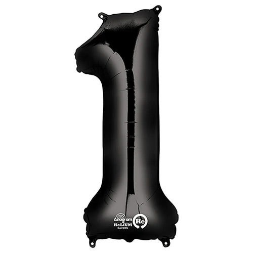 Foil Balloon Number 1 Black 34in