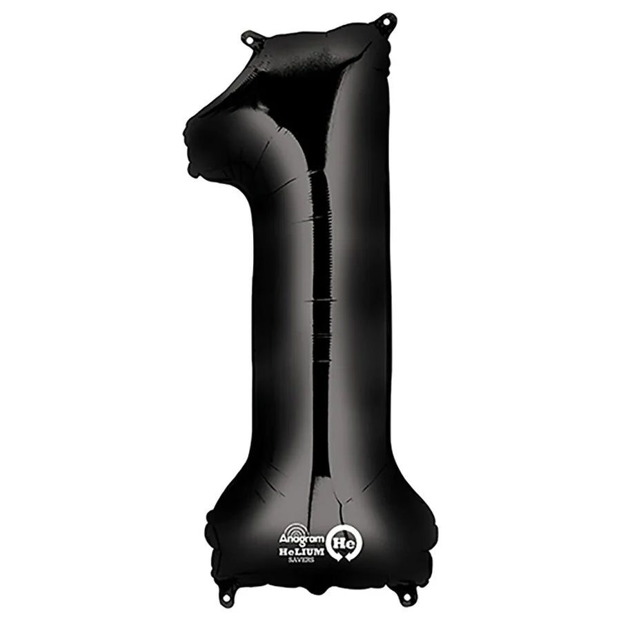 Foil Balloon Number 1 Black 34in