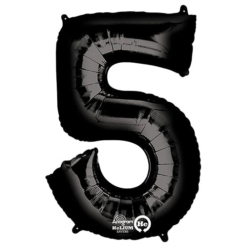 Foil Balloon Number 5 Black 34in