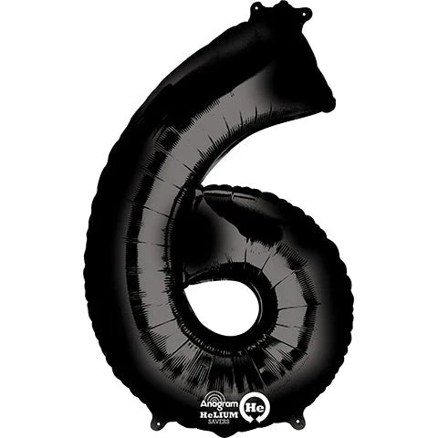 Foil Balloon Number 6 Black 34in