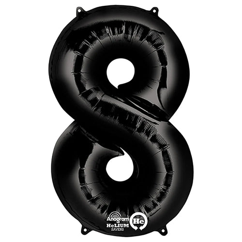 Foil Balloon Number 8 Black 34in