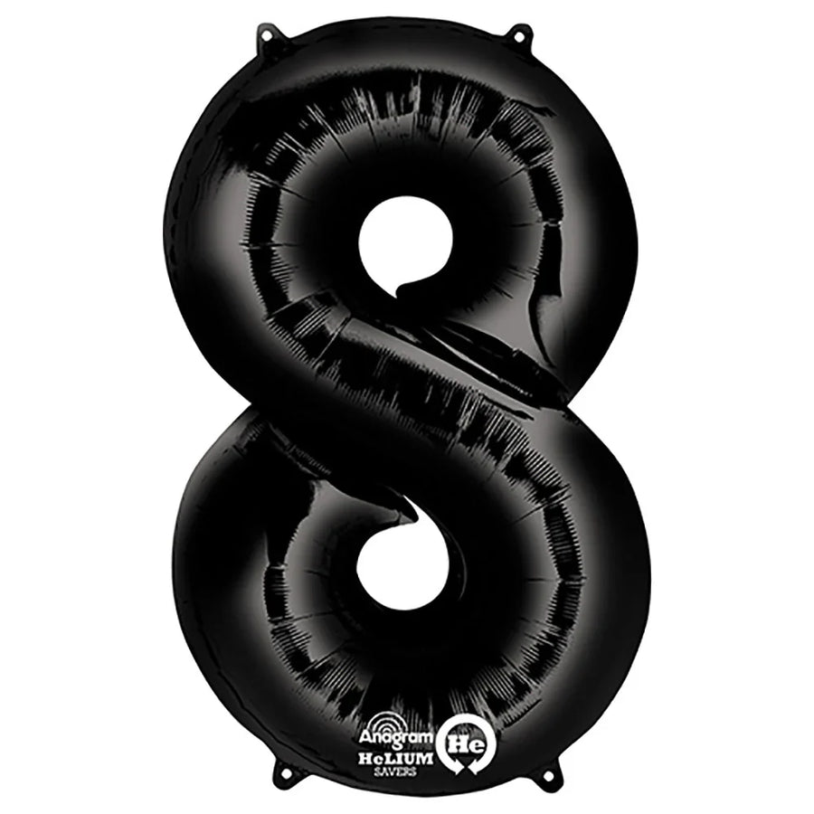 Foil Balloon Number 8 Black 34in