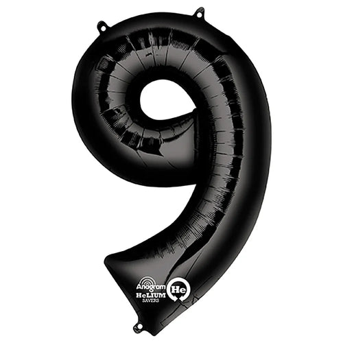 Foil Balloon Number 9 Black 34in