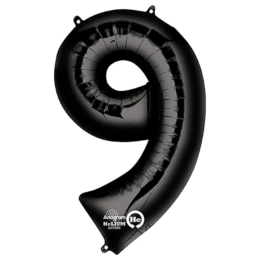 Foil Balloon Number 9 Black 34in